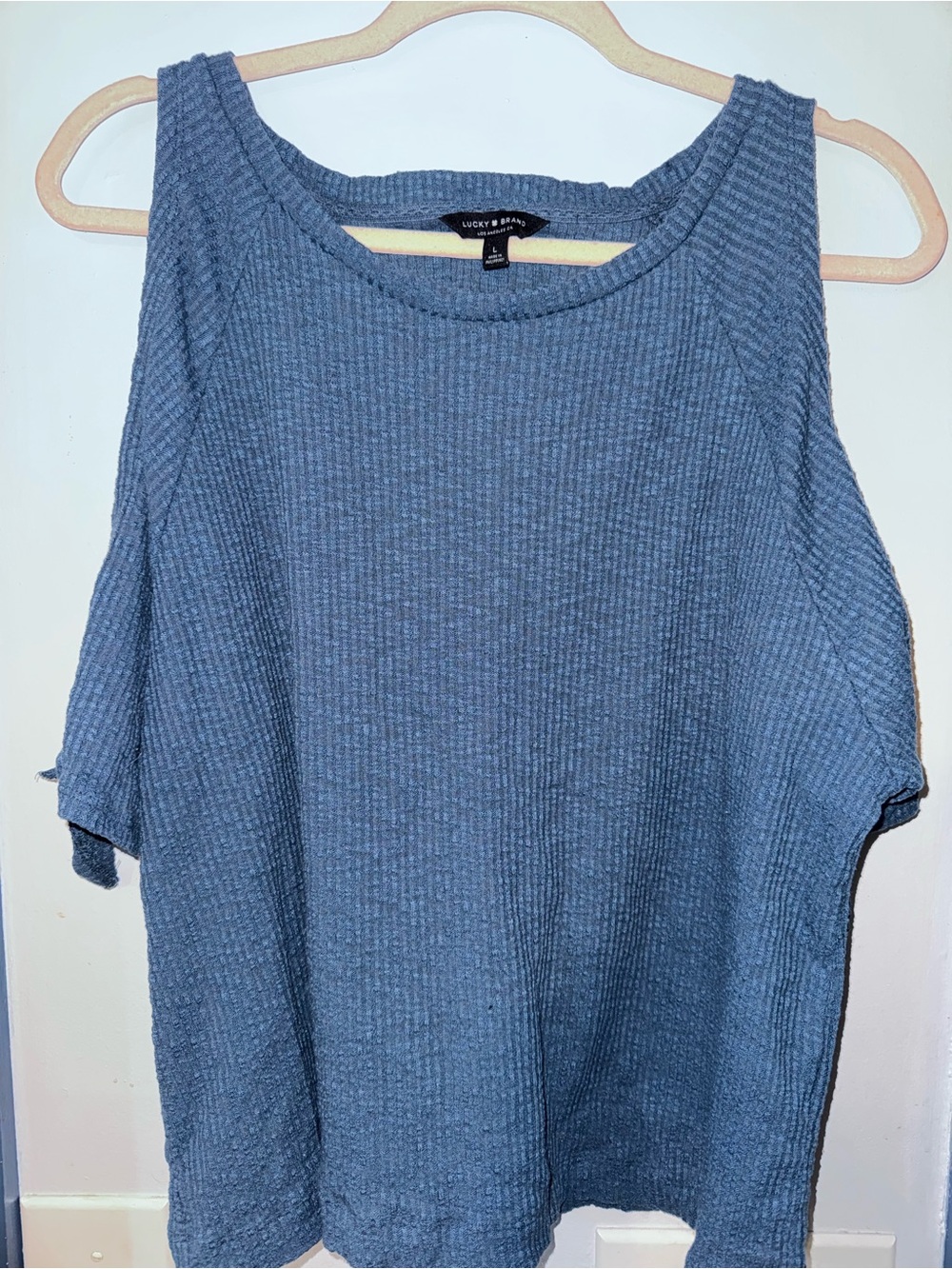 Lucky Brand Slate Blue Ribbed Cold-Shoulder Tank